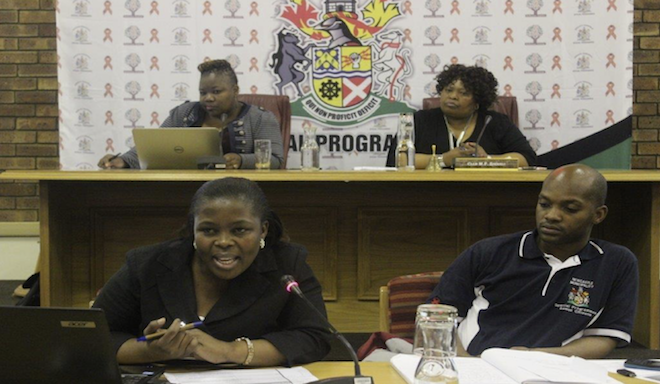 From the back row: Special Programmes manager Samke Dube, Cllr Lindiwe Thwala, Mrs Thabisile Dlamini from Department of Health and Njabulo Makatini